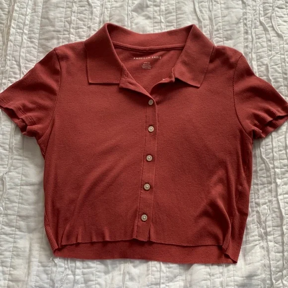American Eagle button up cropped polo - Picture 1 of 2